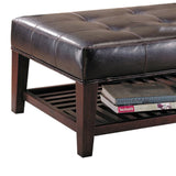 Benzara Charming Leather Ottoman, Brown BM69617 BROWN  Leather BM69617