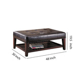 Benzara Charming Leather Ottoman, Brown BM69617 BROWN  Leather BM69617