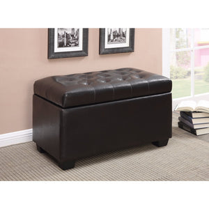 Benzara Multifunctional Tufted Storage Ottoman, Dark Brown BM69624 DARK BROWN  Leather BM69624