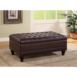 Benzara Traditional Tufted Ottoman, Dark Brown BM69633 DARK BROWN  Leather BM69633