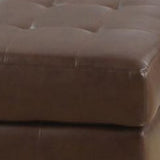 Benzara Ottoman With Leather Upholstery, Dark Brown BM69673 Brown SOLIDWOOD BM69673