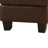 Benzara Ottoman With Leather Upholstery, Dark Brown BM69673 Brown SOLIDWOOD BM69673