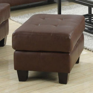 Benzara Ottoman With Leather Upholstery, Dark Brown BM69673 Brown SOLIDWOOD BM69673