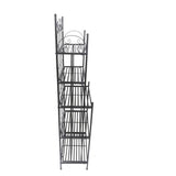 Benzara 5 Tier Storage Metal Bakers Rack with Scrollwork Top, Gunmetal Gray BM72842 Gray Metal BM72842