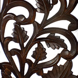 Benzara Mango Wood Wall Panel Hand Crafted with Leaves and Scroll Work Motif, Brown  BM80949 Brown Mango Wood and MDF BM80949