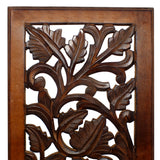 Benzara Mango Wood Wall Panel Hand Crafted with Leaves and Scroll Work Motif, Brown  BM80949 Brown Mango Wood and MDF BM80949