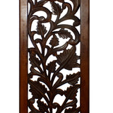 Benzara Mango Wood Wall Panel Hand Crafted with Leaves and Scroll Work Motif, Brown  BM80949 Brown Mango Wood and MDF BM80949