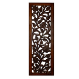 Benzara Mango Wood Wall Panel Hand Crafted with Leaves and Scroll Work Motif, Brown  BM80949 Brown Mango Wood and MDF BM80949