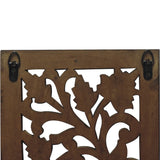 Benzara Mango Wood Wall Panel Hand Crafted with Leaves and Scroll Work Motif, Brown  BM80949 Brown Mango Wood and MDF BM80949