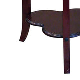 Benzara Clover Shaped Wooden End Table with Flared Legs, Cherry Brown BM94694 Brown Solid Wood BM94694