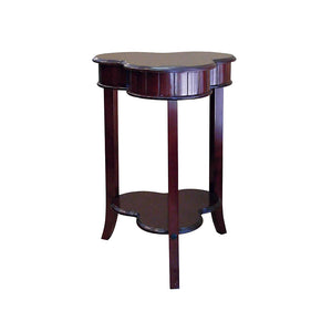 Benzara Clover Shaped Wooden End Table with Flared Legs, Cherry Brown BM94694 Brown Solid Wood BM94694