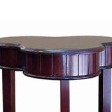 Benzara Clover Shaped Wooden End Table with Flared Legs, Cherry Brown BM94694 Brown Solid Wood BM94694