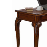 Benzara 2 Piece Traditional Style Wooden Desk and Chair Set, Brown BM94774 Brown Wood and Fabric BM94774