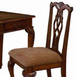 Benzara 2 Piece Traditional Style Wooden Desk and Chair Set, Brown BM94774 Brown Wood and Fabric BM94774