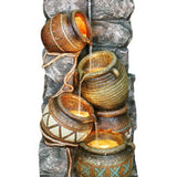 Benzara Polyresin Frame Fountain with Leveled Pot Pitchers, Gray and Brown BM95363 Gray and Brown Polyresin BM95363