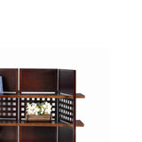 Benzara 4 Shelf Wooden Bookcase Room Divider with Cutout Design, Brown BM96007 Brown Wood BM96007