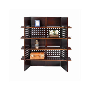 Benzara 4 Shelf Wooden Bookcase Room Divider with Cutout Design, Brown BM96007 Brown Wood BM96007