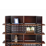 Benzara 4 Shelf Wooden Bookcase Room Divider with Cutout Design, Brown BM96007 Brown Wood BM96007