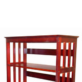 Benzara 3 Tier Spacious Wooden Bookcase with Slatted Sides, Cherry Brown BM96065 Brown Wood BM96065