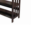 Benzara 3 Tier Spacious Wooden Bookcase with Slatted Sides, Espresso Brown BM96066 Brown Wood BM96066