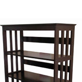 Benzara 3 Tier Spacious Wooden Bookcase with Slatted Sides, Espresso Brown BM96066 Brown Wood BM96066