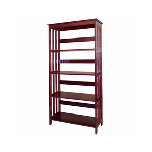 Benzara 4 Tier Spacious Wooden Bookcase with Slatted Sides, Cherry Brown BM96067 Brown Wood BM96067