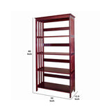 Benzara 4 Tier Spacious Wooden Bookcase with Slatted Sides, Cherry Brown BM96067 Brown Wood BM96067