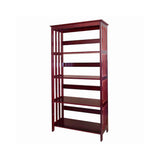 Benzara 4 Tier Spacious Wooden Bookcase with Slatted Sides, Cherry Brown BM96067 Brown Wood BM96067