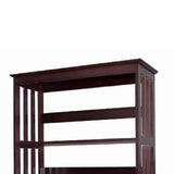 Benzara 4 Tier Spacious Wooden Bookcase with Slatted Sides, Espresso Brown BM96068 Brown Wood BM96068