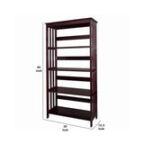 Benzara 4 Tier Spacious Wooden Bookcase with Slatted Sides, Espresso Brown BM96068 Brown Wood BM96068