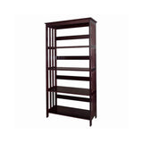 Benzara 4 Tier Spacious Wooden Bookcase with Slatted Sides, Espresso Brown BM96068 Brown Wood BM96068