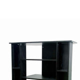 Benzara Wooden TV Stand with 3 Tier Shelving and CD Rack, Black BM96088 Black MDF and Wood BM96088