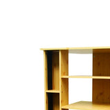 Benzara Wooden TV Stand with 3 Tier Shelving and CD Rack, Natural Brown BM96089 Brown MDF and Wood BM96089