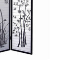 Benzara Naturistic Print Wood and Paper 3 Panel Room Divider, White and Black BM96092 White and Black Wood and Paper BM96092