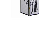 Benzara Wood and Paper 3 Panel Room Divider with Bamboo Print, White and Black BM96094 White and Black Wood and Paper BM96094