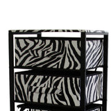 Benzara Animal Print Metal Rack with 6 Spacious Drawers, Black and White BM96119 Black Metal and Fabric BM96119