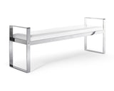 Sorrento Bench White Faux Leather Stainless Steel Base