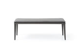 Jared Bench Dark Grey Faux Leather With Steel Legs Fully Covered With Dark Gray Faux Leather