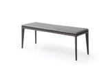 Jared Bench Dark Grey Faux Leather With Steel Legs Fully Covered With Dark Gray Faux Leather