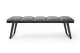 Ethan Bench Dark Grey Faux Leather With Steel Sanded Black Coated Base
