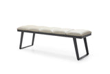 Ethan Bench Light Grey Faux Leather With Steel Sanded Black Coated Base