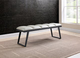Ethan Bench Light Grey Faux Leather With Steel Sanded Black Coated Base