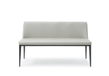 Carrie Bench Light Grey Faux Leather With Steel Sanded Black Coated Base Frame