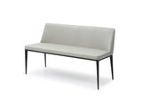 Carrie Bench Light Grey Faux Leather With Steel Sanded Black Coated Base Frame