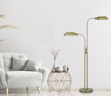 Cal Lighting 60W x 2 Pharmacy Dual Height Floor Lamp with On Off Rocker Switch BO-127FL-2L-AB Antique Brass BO-127FL-2L-AB