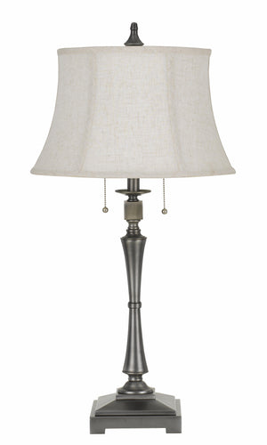 Cal Lighting 60W x 2 Madison Metal Table Lamp with Softback Fabric Shade BO-2443TB-AS Antique Silver BO-2443TB-AS