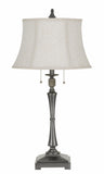 Cal Lighting 60W x 2 Madison Metal Table Lamp with Softback Fabric Shade BO-2443TB-AS Antique Silver BO-2443TB-AS