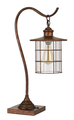 Cal Lighting Silverton Desk Lamp with Glass Shade (Edison Bulb Included) BO-2668DK-RU Rust BO-2668DK-RU