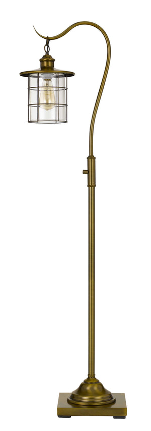 Cal Lighting Silverton Floor Lamp with Glass Shade (Edison Bulb Included) BO-2668FL-BAB Brushed Antique Brass BO-2668FL-BAB