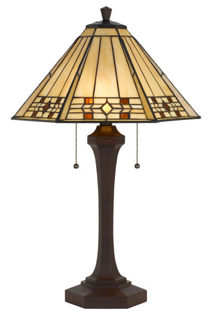 Cal Lighting 60W x 2 Tiffany Table Lamp BO-2676TB Matt Black BO-2676TB